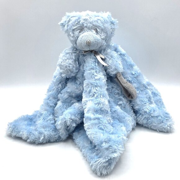 Blankets & Beyond Blue Bear Lovey Security Blanket Gray Eyes Nose Rosette Swirl - Picture 2 of 10